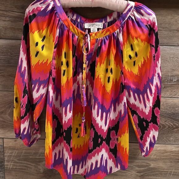 Josephine Studio Women’s Petite X Small Artsy Bright Pullover Dress Blouse Top - Picture 2 of 9